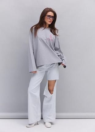 Лонгслів oversize сірий меланжевий 4