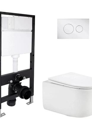 Готовое решение qtap для ванной комнаты: подвесной унитаз taurus ultra quiet 515 x 360 x 350 + комплект инсталляции standard
