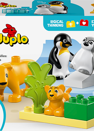 Конструктор lego duplo семейства диких животных: пингвины и львы 10 деталей (10442)
