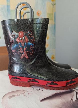 Детские резиновые сапоги для мальчика в стиле человека-паука (marvel spider-man) р. 13-31,5-20,3 см.