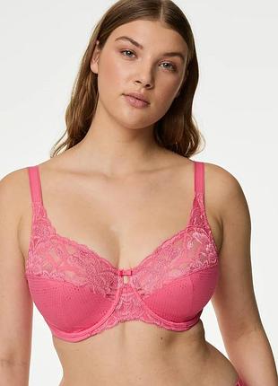 Бюстгальтер женский m&amp;s marks &amp; spencer 100f 44e кружевной розовый full cup