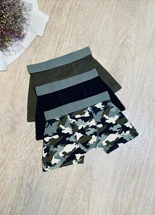 Дитячі труси боксери для хлопчика primark 110 см камуфляж, чорні, хакі