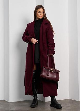 Пальто issa plus 15377 l темно-бордове