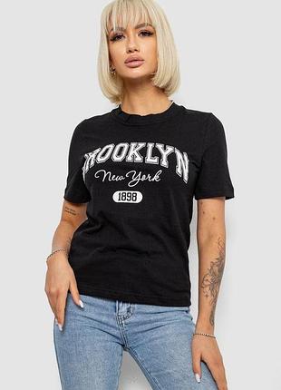 Футболка женская с принтом, цвет черный, 241r137