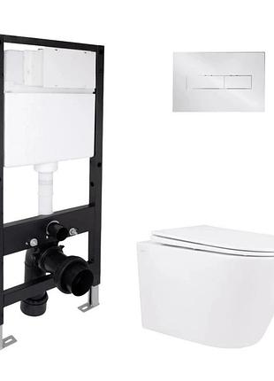 Готовое решение qtap для ванной комнаты: подвесной унитаз swan rimless 520 x 360 x 320 + комплект инсталляции standard (линейная