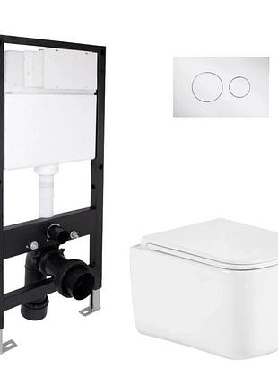Готовое решение qtap для ванной комнаты: подвесной унитаз gemini ultra quiet 485 x 340 x 350 + комплект инсталляции standard