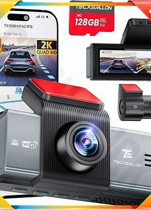 Сток. відеореєстратор tecxerllon 4k ultra line подвійний з gps, wifi 5g та нічним баченням