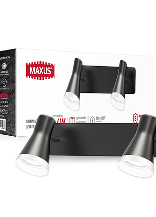 Спот светильник на 2 лампы maxus msl-02w 2x4w 4100k черный