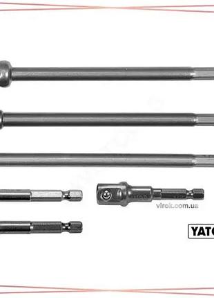 Тримачі адаптери торцевих головок yato 1/4" 3/8" 1/2" довжина 50 150 мм 6 шт шестигранні для важкодост sku_yt-04629