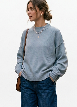 Женский голубой свитер свободного кроя, h&amp;m, xl