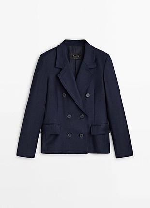 Темно-синій вовняний піджак massimo dutti. жіночий. новий, xs