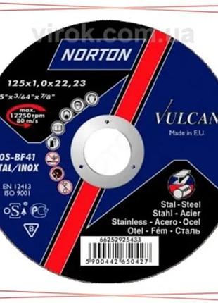 Диск відрізний по металу та нержавіючій сталі norton vulcan 125х22,2 мм товщина 1 мм відрізний диск дл sku_70v102