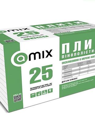 Пенопласт amix фасад-эко 25 50мм 1*0,5м 10кгм3 (eps-40)