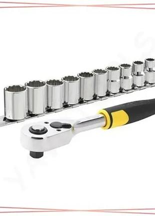 Трещотка с головками stanley квадрат 3/8" 72 зубца шаг 5* 10 торцевых головок 11 предметов sku_stmt82670-0