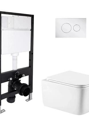 Готовое решение qtap для ванной комнаты: подвесной унитаз gemini ultra quiet 520 x 360 x 350 + комплект инсталляции standard
