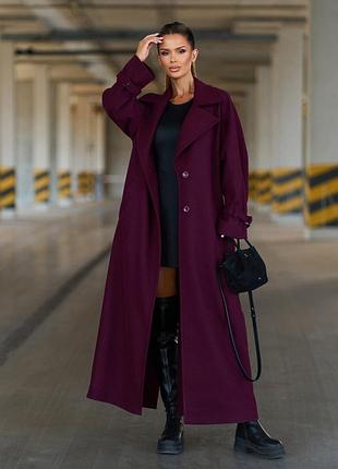 Пальто issa plus 15866 3xl темно-бордовый