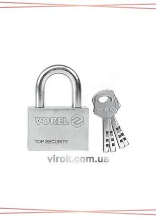 Замок навесной vorel чавунный 60мм ключевой с 4 ключами для защиты дверей и ворот sku_77006