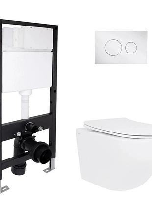 Готовое решение qtap для ванной комнаты: подвесной унитаз jay ultra quiet 485 x 360 x 320 + комплект инсталляции standard (круглая