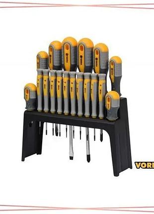 Набір викруток vorel 18 шт плоскі хрестоподібні torx cr-v універсальні інструменти для ремонту та монт sku_60781