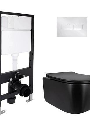 Готове рішення qtap для ванної кімнати: підвісний унітаз taurus ultra quiet black 515 x 360 x 350 + комплект інсталяції standard