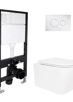 Готовое решение qtap для ванной комнаты: подвесной унитаз crow ultra quiet 520 x 360 x 290 + комплект инсталляции standard