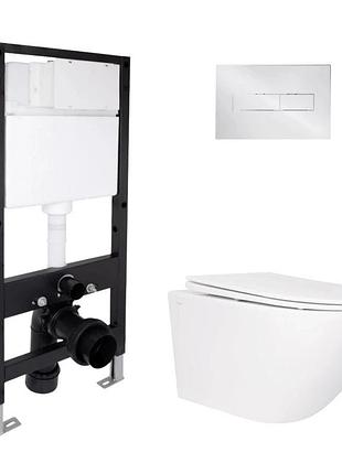 Готовое решение qtap для ванной комнаты: подвесной унитаз jay rimless 520 x 360 x 320 + комплект инсталляции standard (линейная