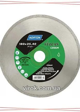 Диск алмазний по кераміці vulcan tile ø 180 x 25,4 мм для різання плитки кераміки та каменю sku_70v020
