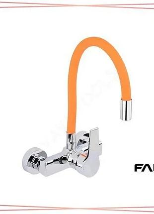 Смеситель настенный fala flexible с гибким оранжевым шлангом для душа сантехнический смеситель sku_75673