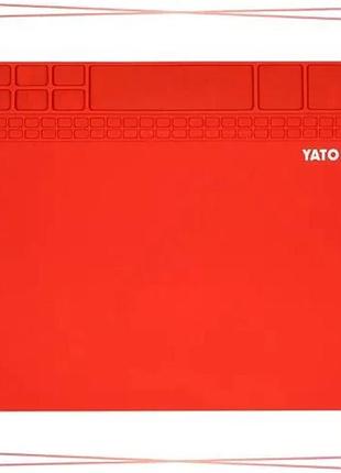 Подстилка для пайки yato из жаростойкого силикона до 500°c 400х300х3 мм магнитная лента 395х57 мм sku_yt-82469