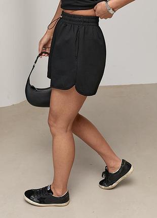 Спортивные шорты с высокой посадкой - черный цвет, one size (имеется размеры)