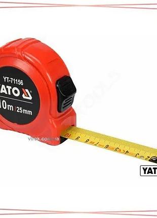 Рулетка yato 10м 25мм стальная лента с нейлоновым покрытием для точных измерений и фиксации sku_yt-71156