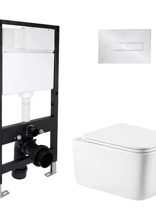Готовое решение qtap для ванной комнаты: подвесной унитаз gemini ultra quiet 520 x 360 x 350 + комплект инсталляции standard