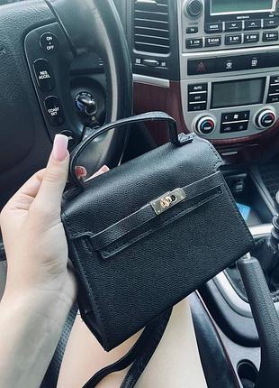 Жіноча мінісумка hermès у глибокому чорному кольорі