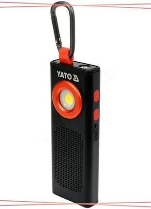 Светодиодный фонарь yato li-po 3.7 в 2000 мач 500 lm с bluetooth динамиком 3w для кемпинга и отдыха sku_yt-08557