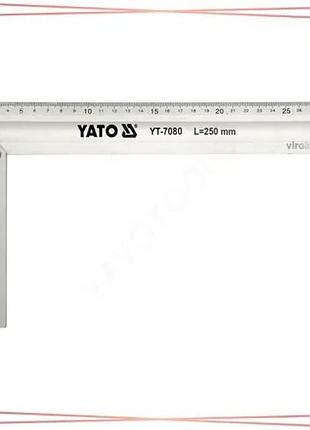 Кутник столярний алюмінієвий yato 250 мм для точних вимірів і розмітки під час роботи з деревом sku_yt-7080