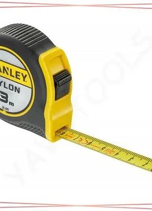 Рулетка stanley tylon 3 м 12,7 мм для строительных работ с фиксатором и стальной лентой sku_0-30-687