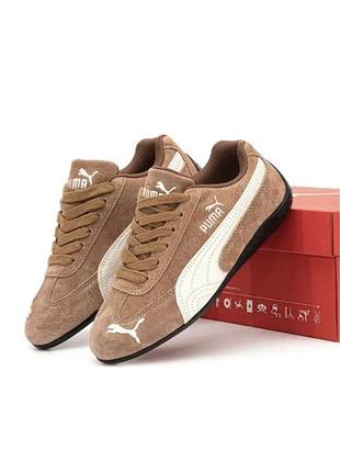 Жіночі кросівки  puma speedcat og коричневі на тонкій підошві