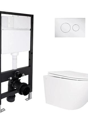 Готовое решение qtap для ванной комнаты: подвесной унитаз jay rimless 520 x 360 x 320 + комплект инсталляции standard (круглая
