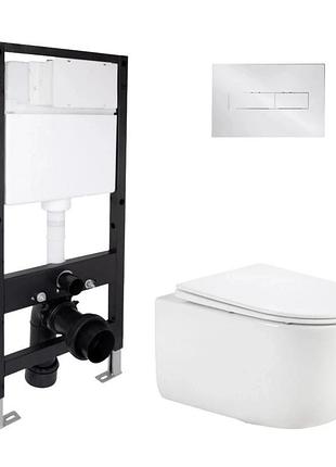 Готовое решение qtap для ванной комнаты: подвесной унитаз taurus ultra quiet 515 х 360 x 350 + комплект инсталляции standard