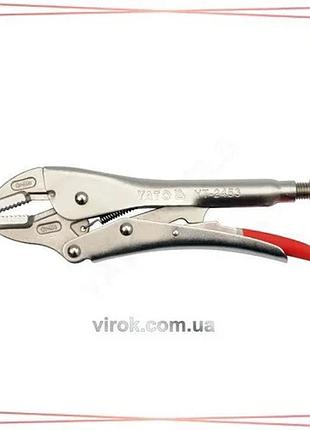 Затискні кліщі yato 250 мм cr-mo для зварювання нікельовані губки прямі ручка з вуглецевої сталі sku_yt-2453