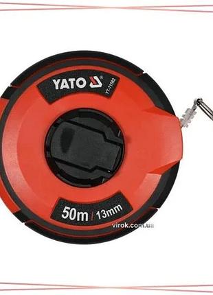 Рулетка измерительная стальная yato 50м 13мм ручное сматывание закрытый корпус для строительства и рем sku_yt-71582