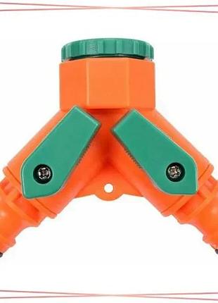 Тройник для водяных шлангов flo 3/4" на 2 по 1/2" abs соединитель для полива sku_89022