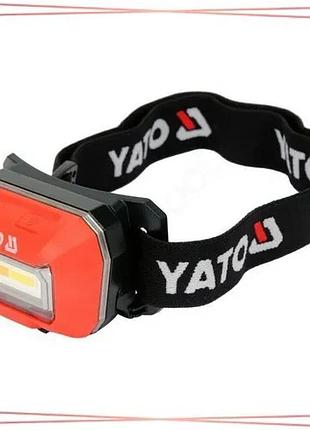 Налобный фонарь yato на аккумуляторе li-ion 3,7в 1500 мач 160lm с зарядкой от usb для освещения sku_yt-08490