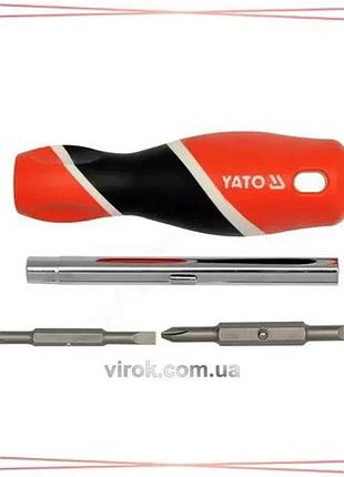 Викрутка двосторонняя yato с 4 насадками s2 для универсального применения и профессионального монтажа sku_yt-25971
