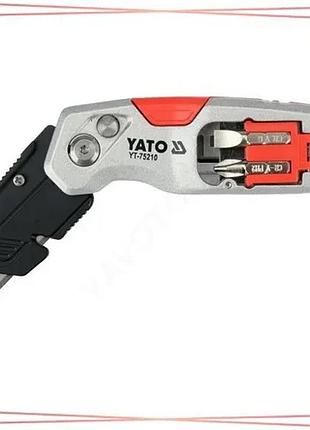 Нож yato с выдвижным трапециевидным лезвием 61х19 мм 2 лезвия и 2 бита для монтажных работ sku_yt-75210