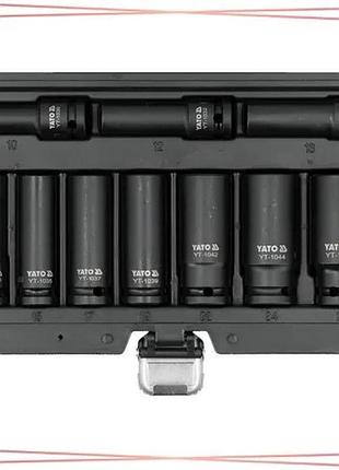 Набор торцевых головок ударных yato 1/2" 10-27 мм 10 шт шестигранные для ремонта и обслуживания автомо sku_yt-10557
