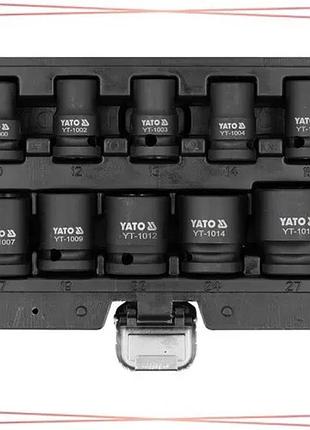 Набор головок торцевых ударных yato 1/2" 10 шт m10-m27 мм шестигранные для ремонта и обслуживания авто sku_yt-10252