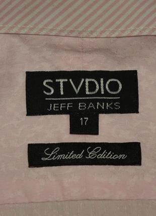 Красива формальна рожева сорочка з набивного бавовни stvdio jeff banks англія 17 р.3 фото
