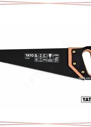 Ножовка по дереву yato 400мм 7 зубьев 1" полотно 1мм покрытое ptfe инструмент для резки древесины sku_yt-31091