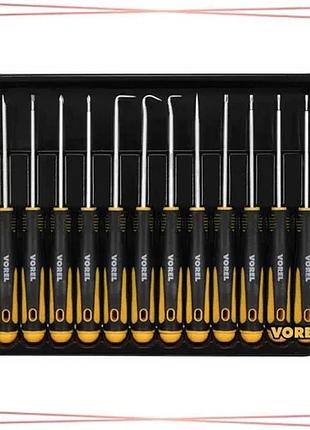 Набір викруток і гачків vorel 165 мм sl ph torx cr-v 12 шт прецизійні інструменти для ремонту та монта sku_64555